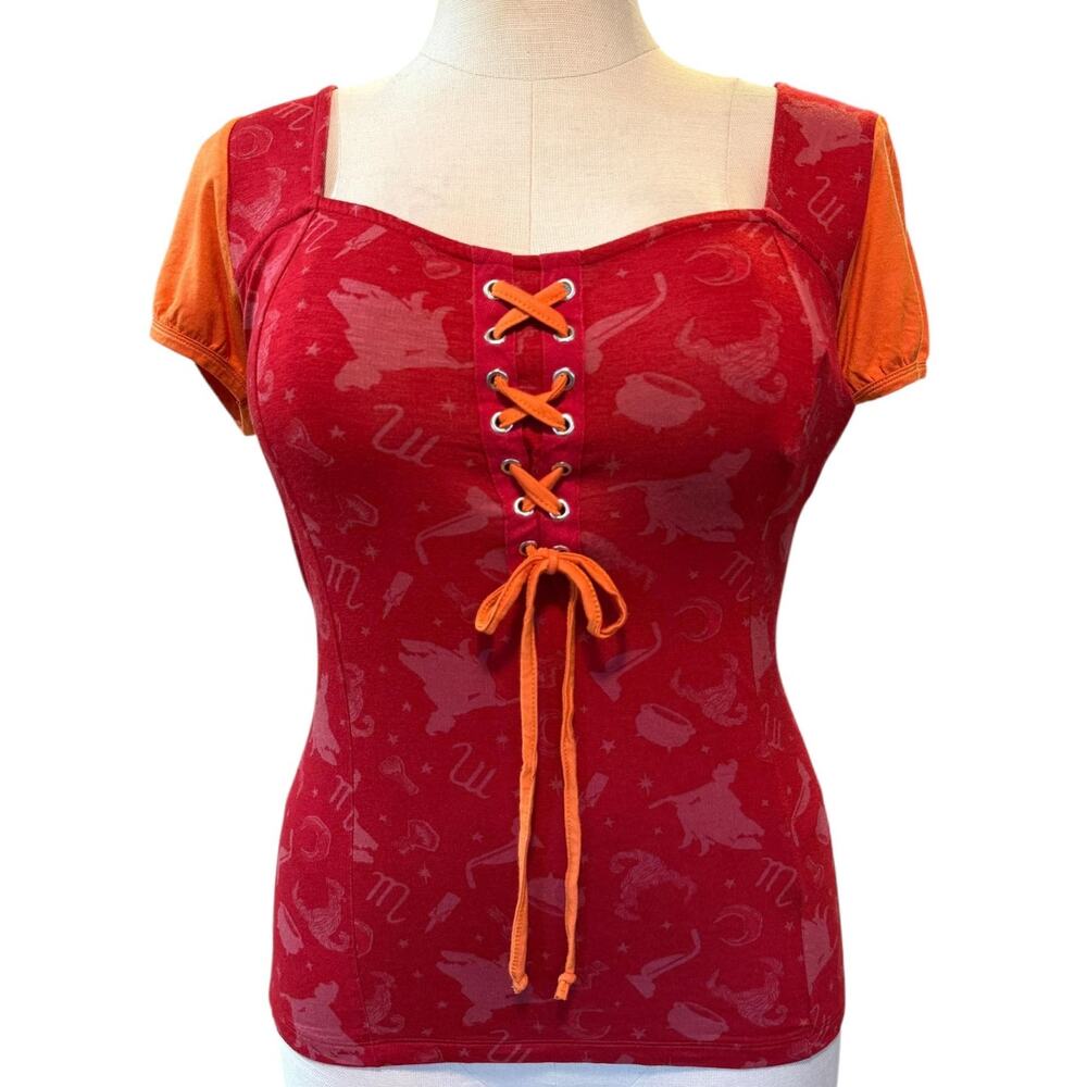 Hot Topic Plus Size 0 Disney Hocus Pocus Mary Sanderson Lace Up Knit Top 0X Goth